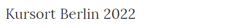Kursort Berlin 2022